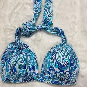 VENUS Blue & Teal Swirl Goddess Halter Bikini Top NWT